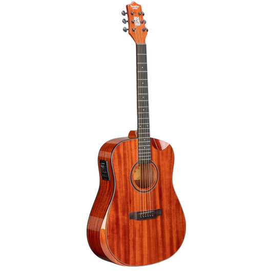 Twelfthnote G72H acoustic-electric guitar with solid mahogany body, rosewood fretboard, and Fishman EQ system.